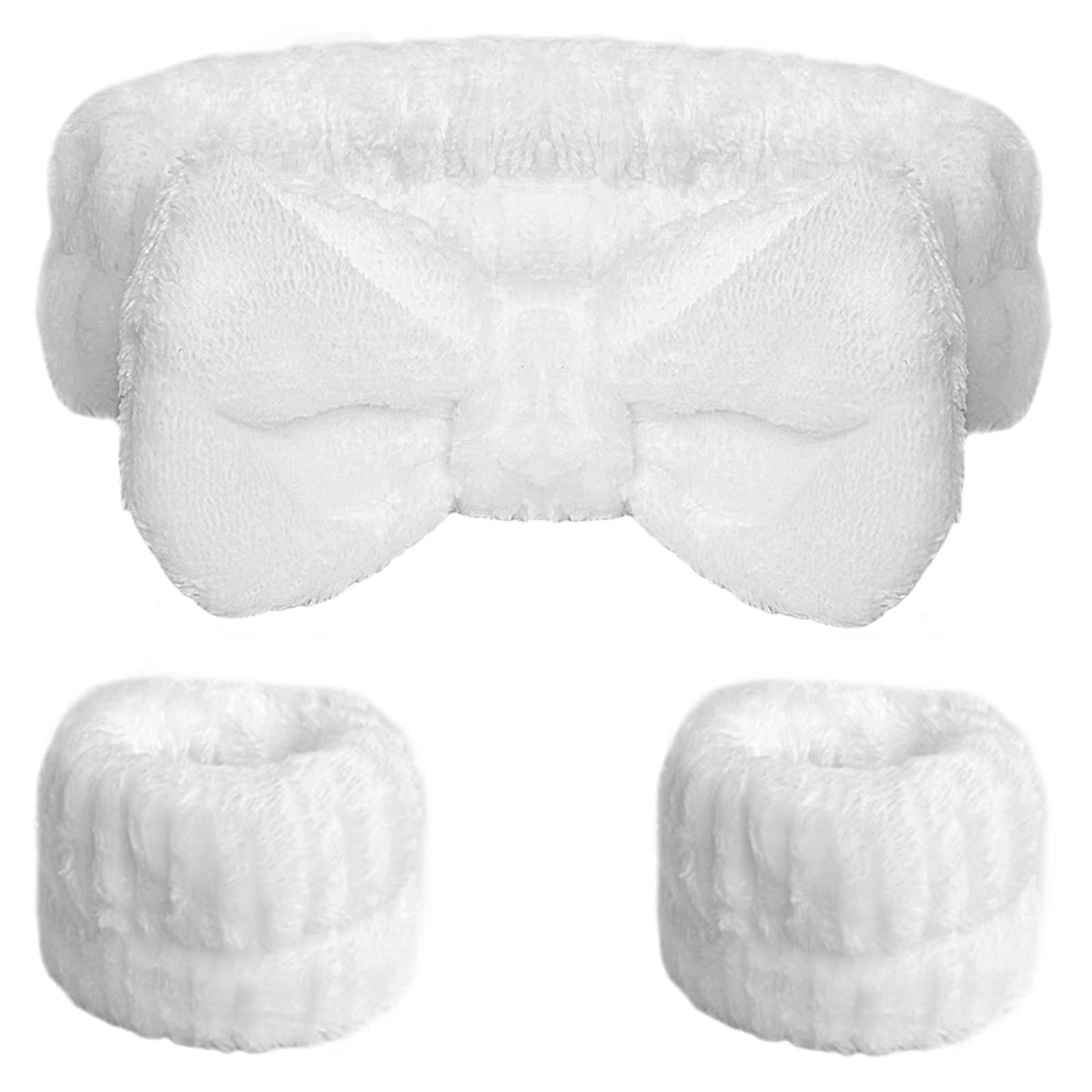 WSYUB White Spa Headband & Wristband Set for Face Wash & Skincare, One Size Cotton