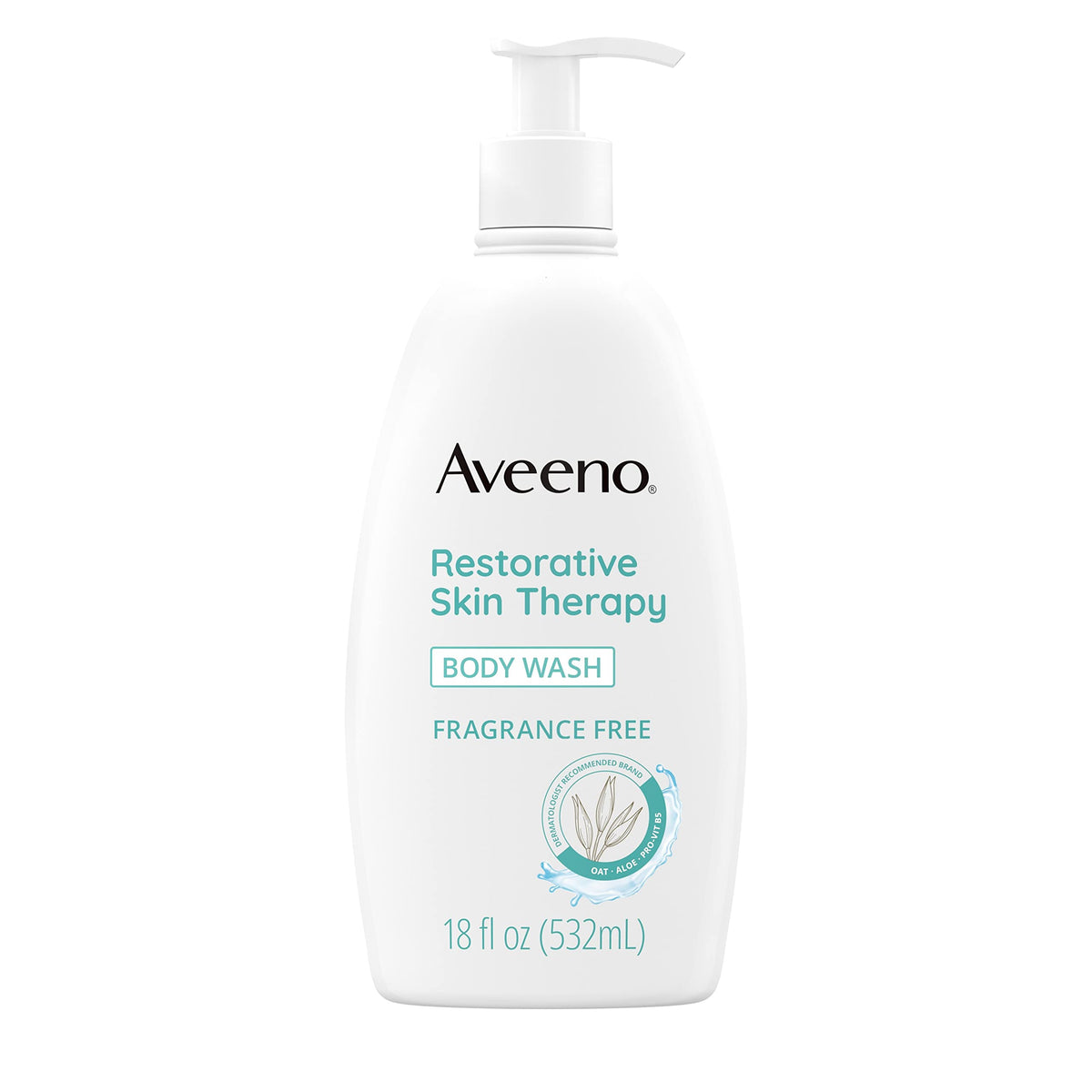 Aveeno Calm + Restore Body Wash For Sensitive Skin, Fragrance Free, 18 Fl. Oz, Gentle Cleanser