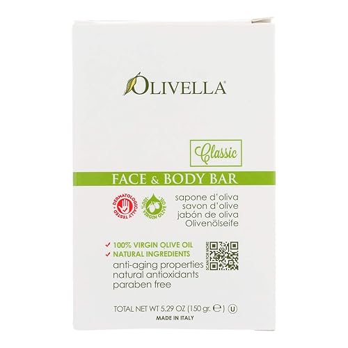 Olivella 100% Virgin Olive Oil Bar Soap For Face & Body, 5.29 Oz - Natural Moisturizing Cleanser