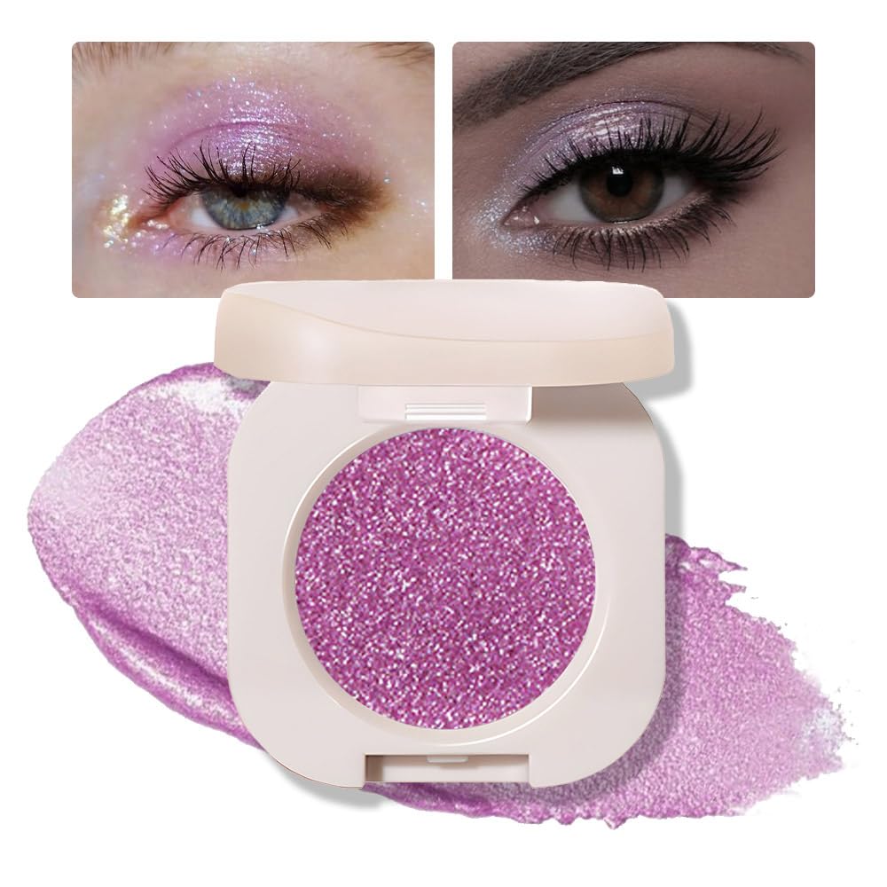 Cakaila Purple Shimmer Eyeshadow - High Pigment, Glitter Pressed Powder, Waterproof, Longwear