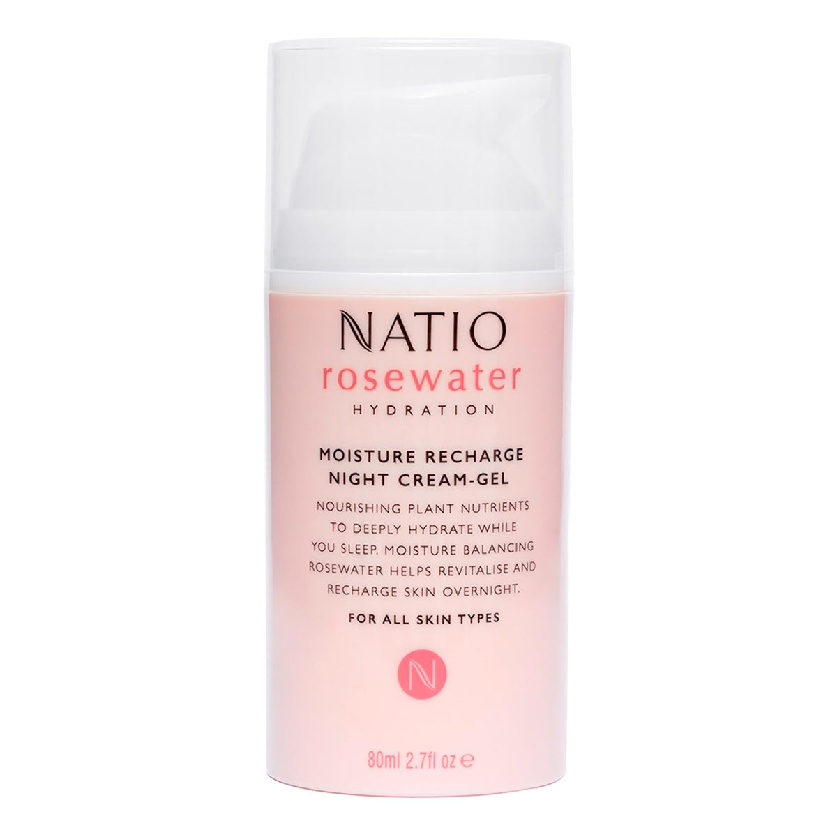 Natio Rosewater Moisture Recharge Night CreamGel  27 oz  Face Moisturizer with Rosewater  Shea Butter  Face Cream for All Sk