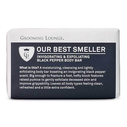 Grooming Lounge Body Bar - Moisturizes, Cleanses, Exfoliates - Black Pepper Scent - 7 Oz