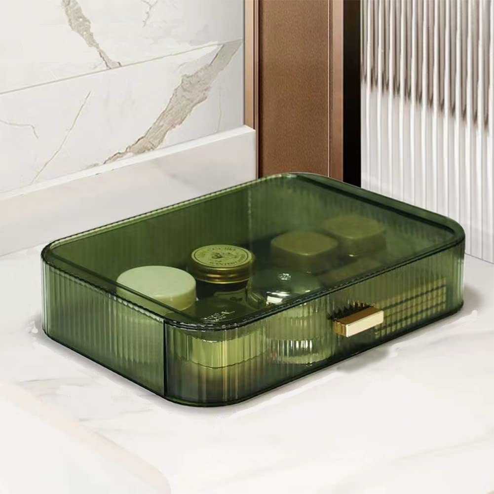 Miuopur Stackable Makeup Organizer - Clear Green Drawer For Cosmetics & Skincare Storage