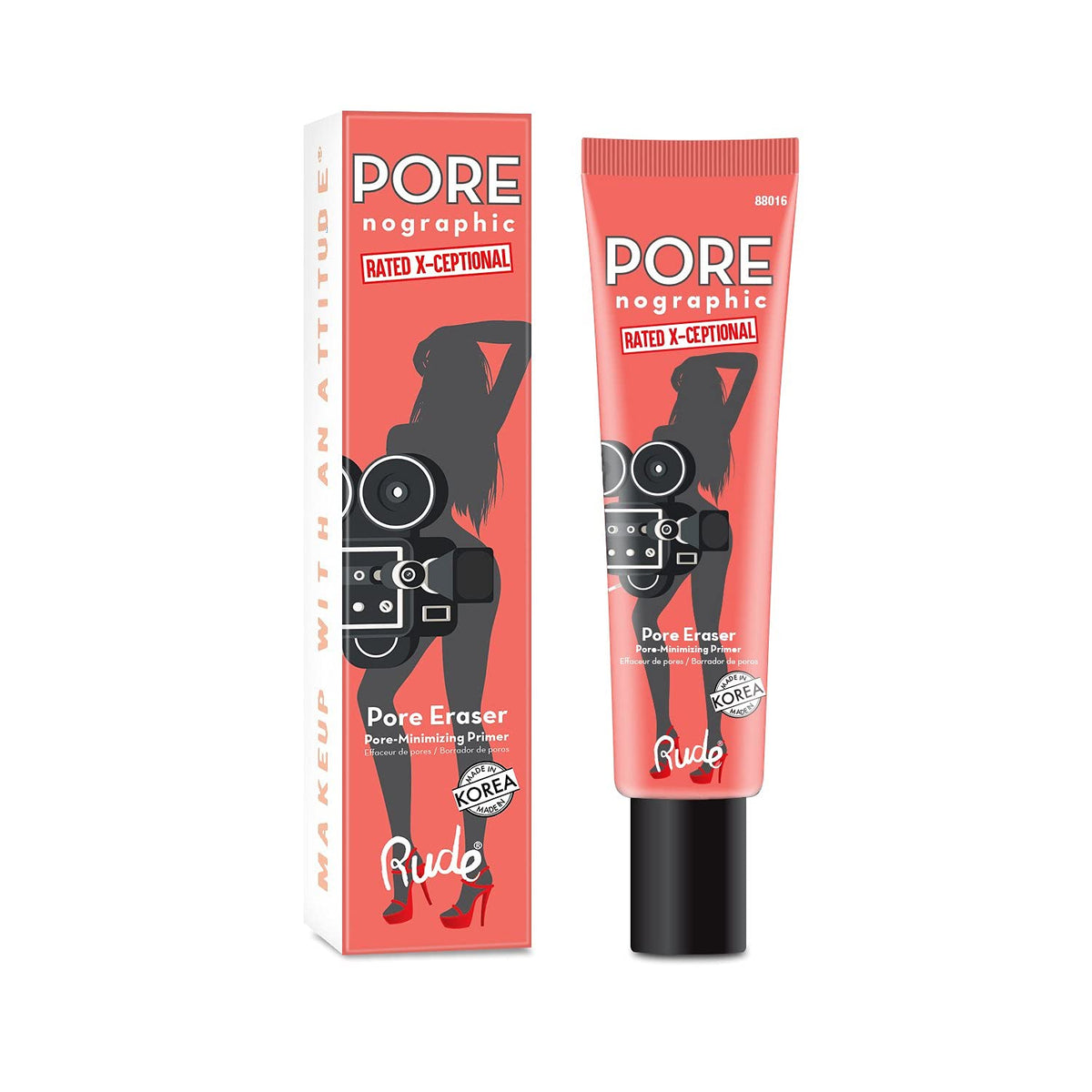 Rude Porenographic Minimizing Primer - Pore Eraser For Women, 0.7 Oz, Cranberry