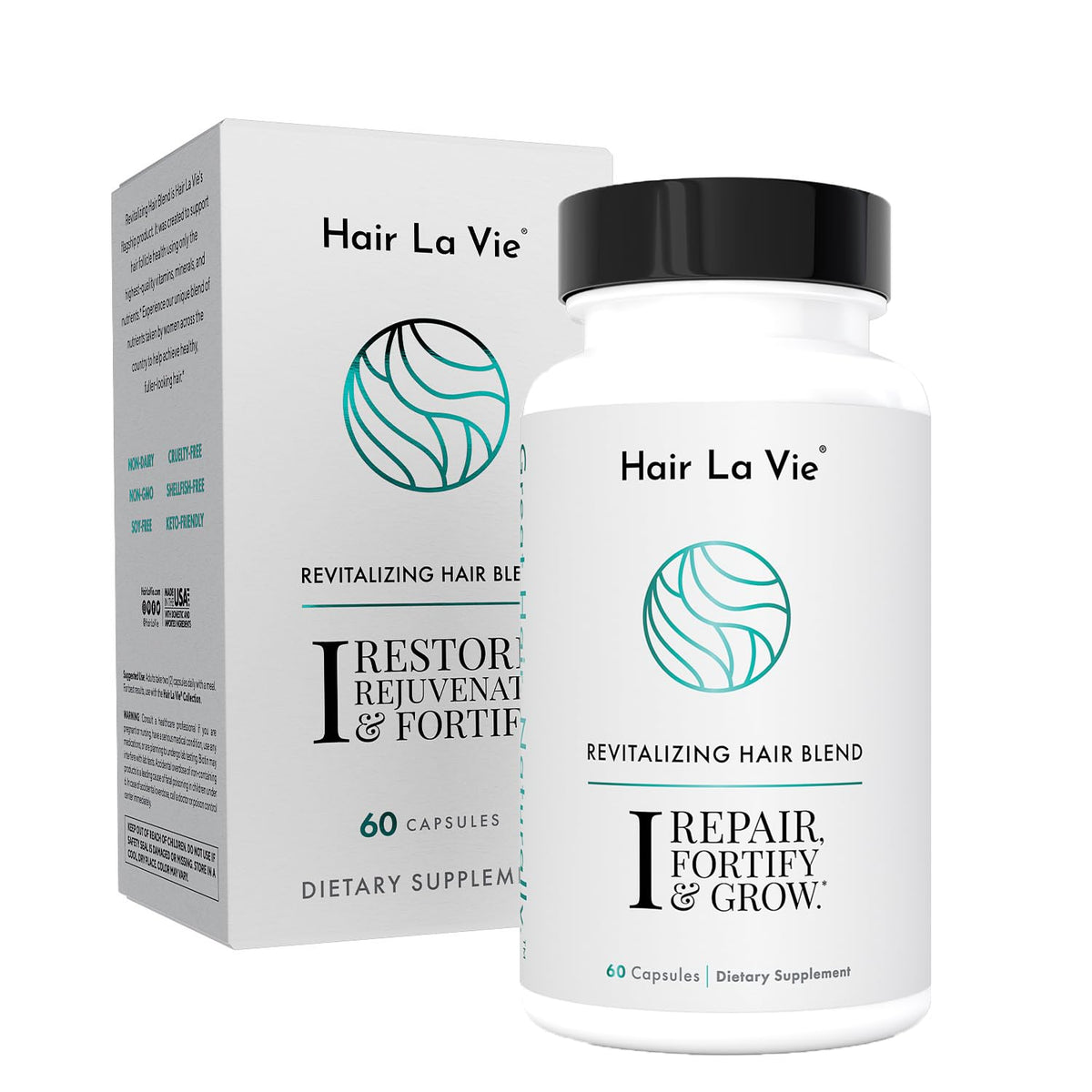 Hair La Vie Hair Growth Vitamins For Women - Biotin, Collagen & Saw Palmetto - 60 Caps