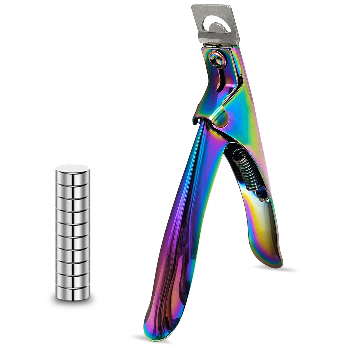 Scartink Acrylic Nail Cutter With Magnet Sizer & Length Measurement - Adjustable Rainbow Nail Clippers