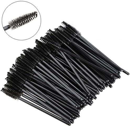 yueton 100 Disposable Eyelash Brushes Wands Mascara Applicator - Black Nylon Plastic