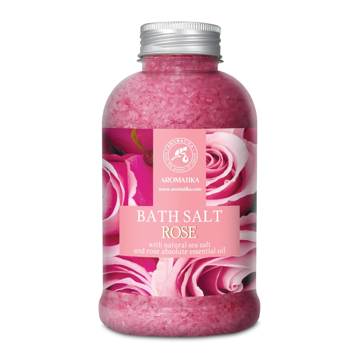 Aromatika Rose Bath Salts 21 Oz - Natural Aromatherapy For Relaxation & Beauty - Spa Essential