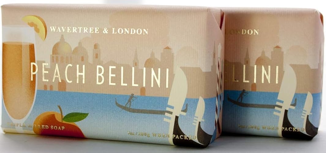 Wavertree & London Peach Bellini Scented Soap - 2 Bars, Moisturizing French Triple Milled, 7