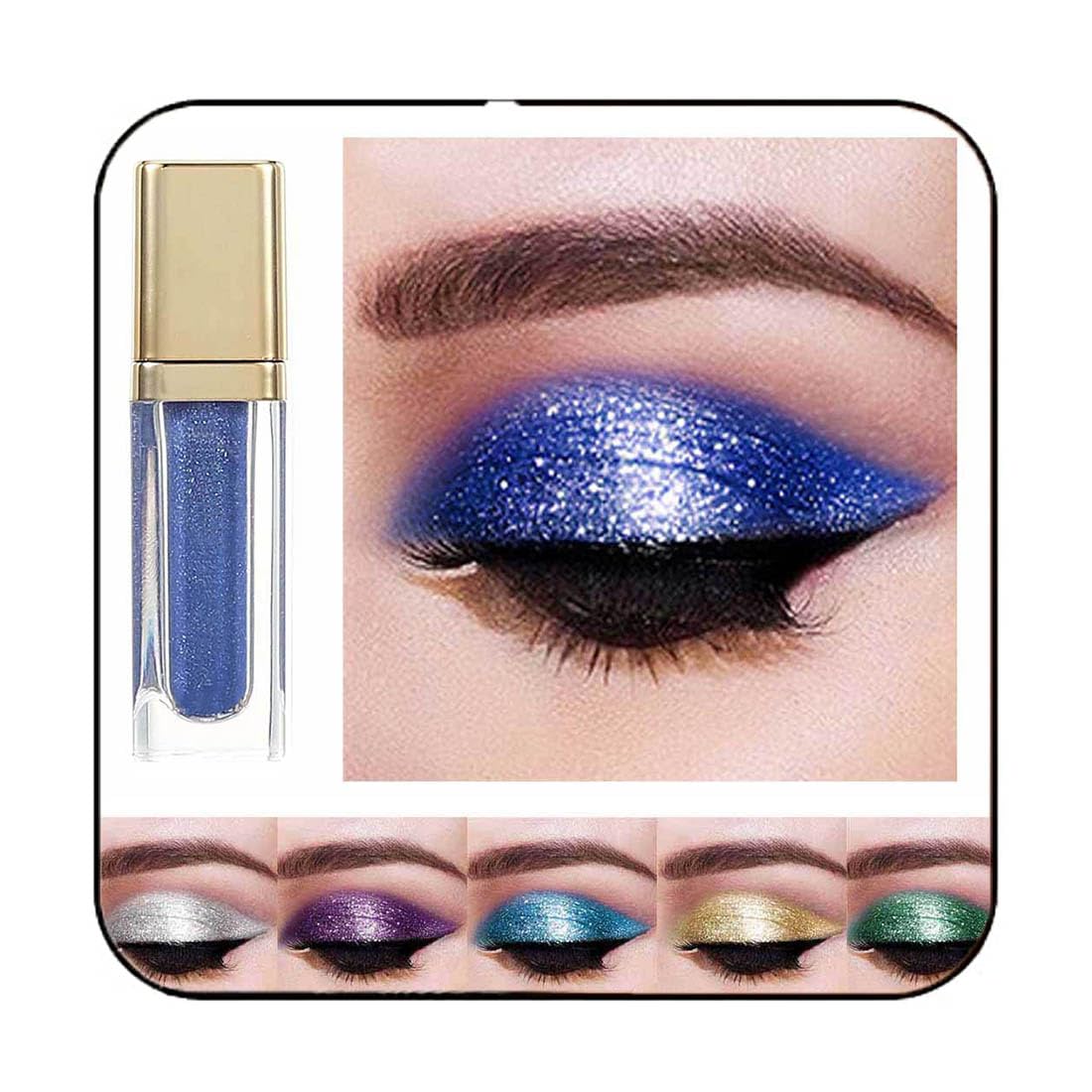 Kilshye Glitter Liquid Eyeshadow, Metallic Shimmer Eye Makeup, D- Blue 15, Waterproof, 0.16 Oz