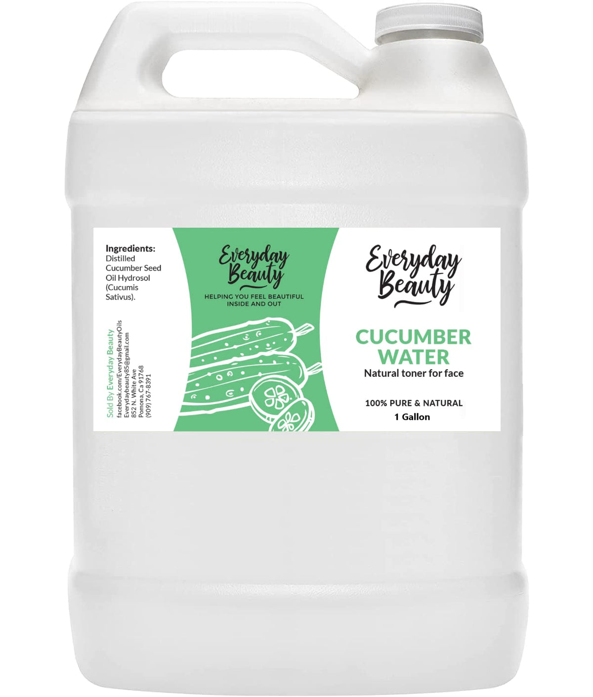 Cucumber Hydrosol Facial Toner - 1 Gallon All Natural Hydrating Spray By Everyday Beauty