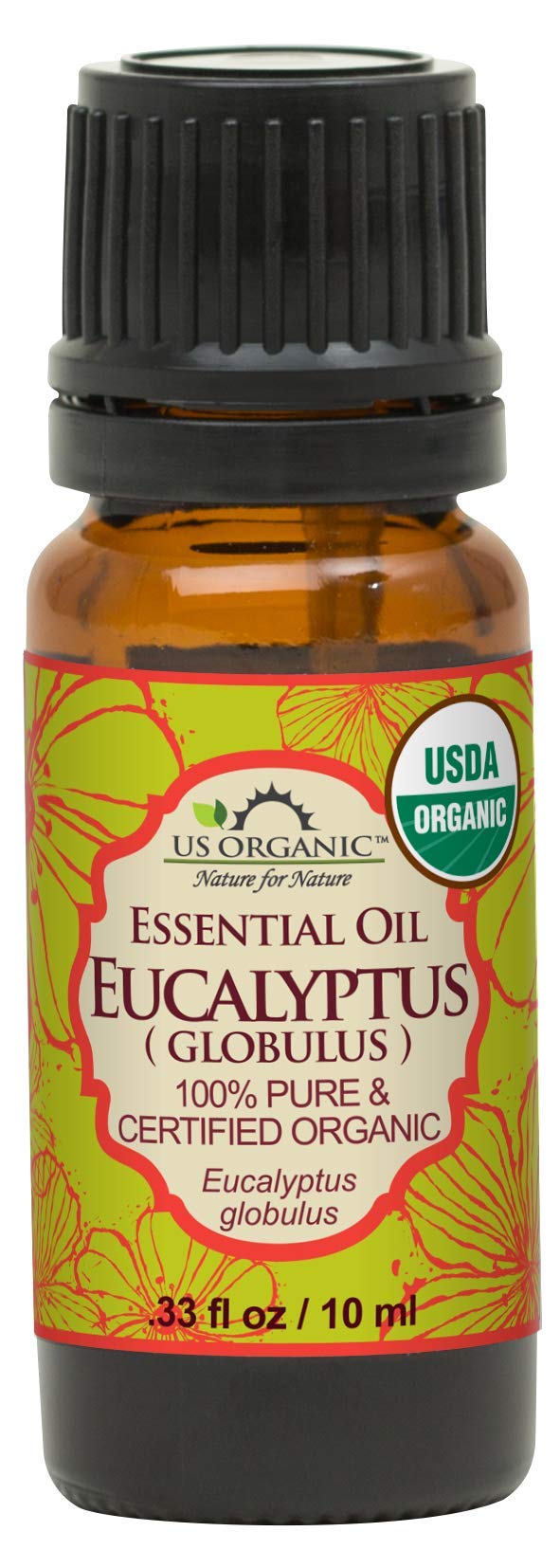 US Organic Eucalyptus Essential Oil - 100% Pure, USDA Certified, 10 ml with Euro Dropper