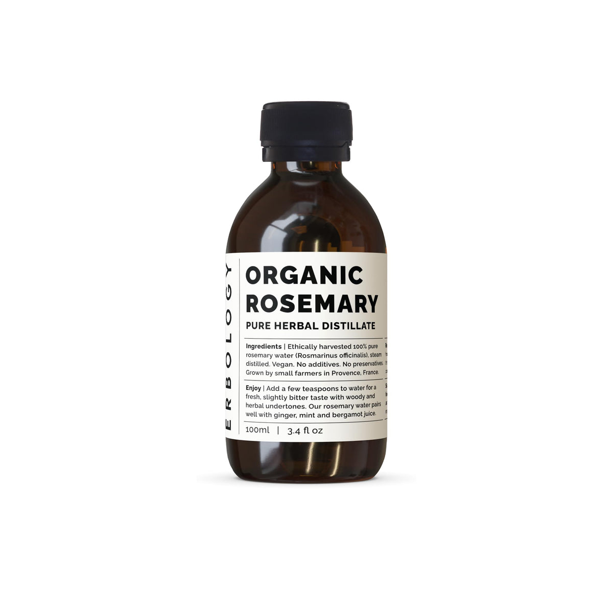 Erbology Organic Rosemary Water 3.4 Fl Oz - Premium Food Grade Hydrolate For Healthy Hair