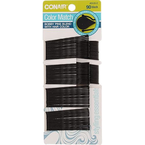 Conair Black Bobby Pins - 90 Count, 2 Pack, Durable Metal Hair Accessories