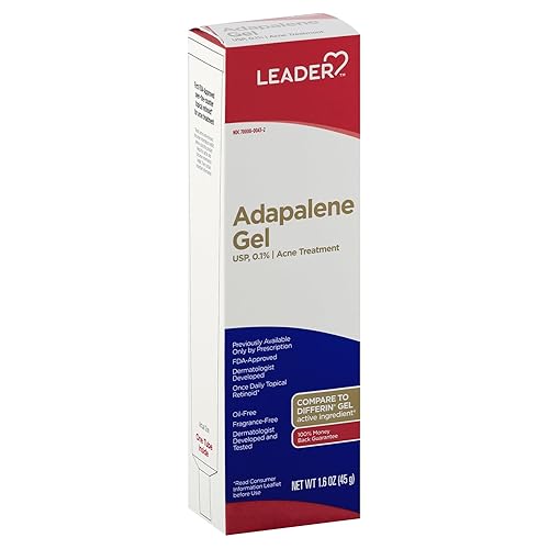 Leader Adapalene Gel 0.1% Acne Treatment - Unclogs Pores, Clears Acne, 1.6 O