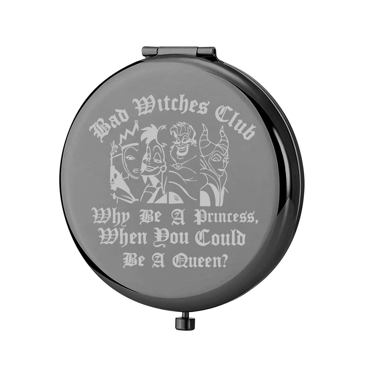 Keychin Evil Queen Compact Mirror - Bad Witches Club Gift For Fans, Silver, 2.6&quot; X 2.6