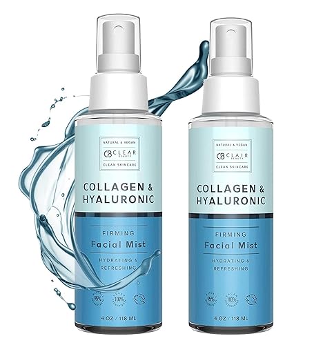 Clear Beauty Hyaluronic Acid & Collagen Face Mist - Hydrating & Soothing Spray (4 Oz, 2 Pack)