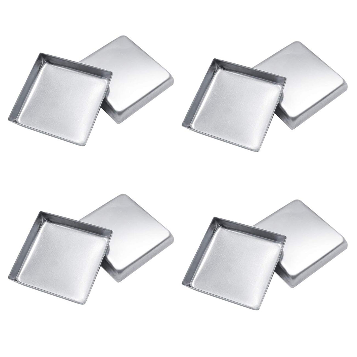 Mollensiuer 20 Empty 26Mm Square Metal Pans For Eyeshadow Blush Lipstick Organizer, Silver