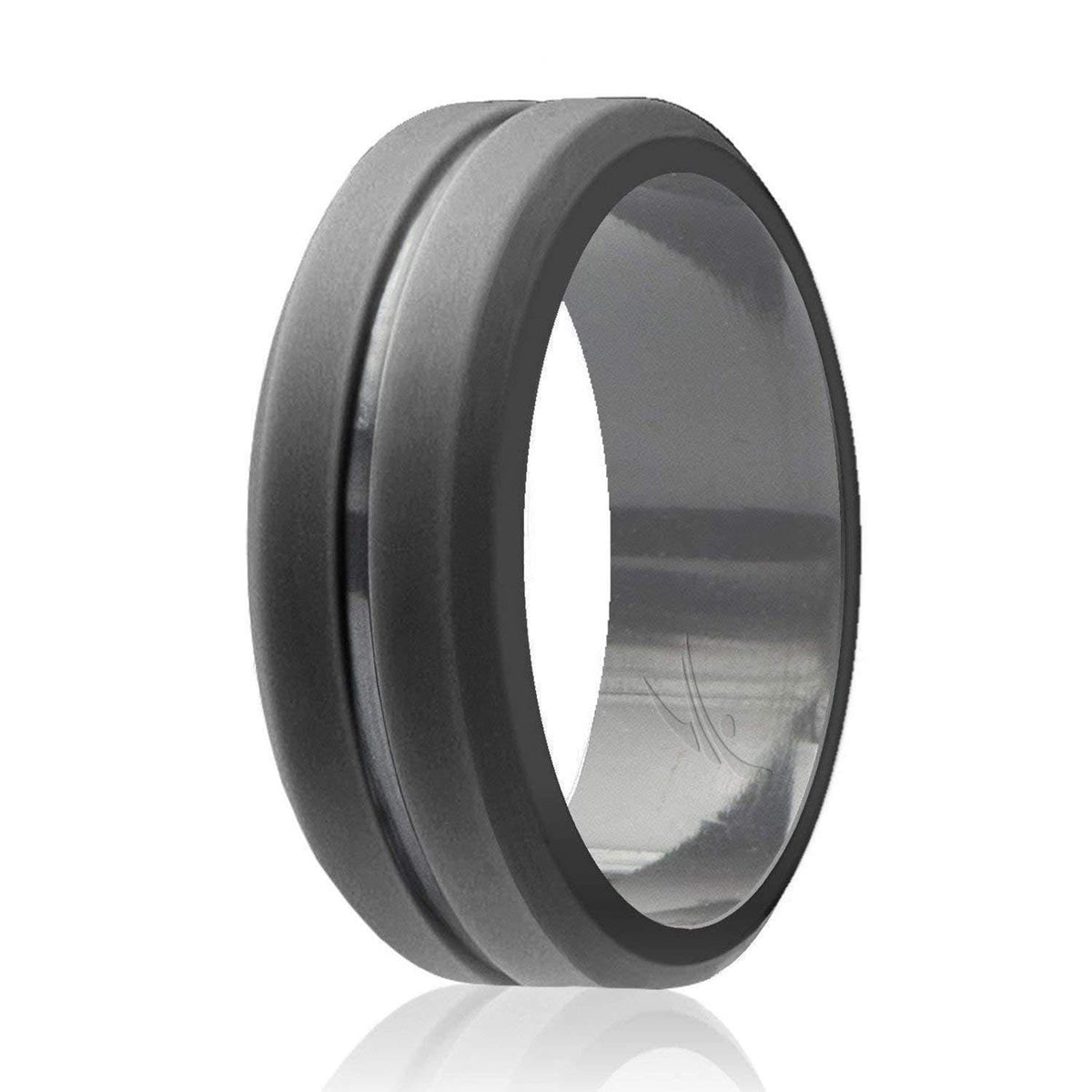 ROQ Silicone Rubber Wedding Ring for Men  Comfort Fit  Mens Wedding Band  Breathable Rubber Engagement Band  8mm Wide 2mm Thick