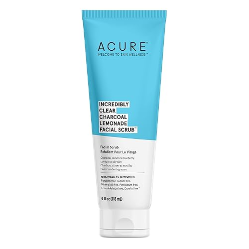 Acure Charcoal Lemonade Facial Scrub - Deep Clean, Gentle Exfoliation For Oily & Acne Prone Skin, 4