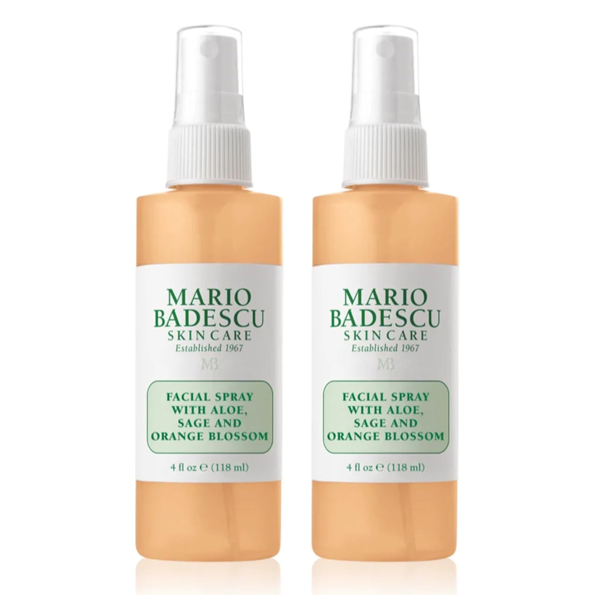 Mario Badescu Facial Spray With Aloe, Sage & Orange Blossom - Hydrating Face Mist, 4 Fl Oz Duo