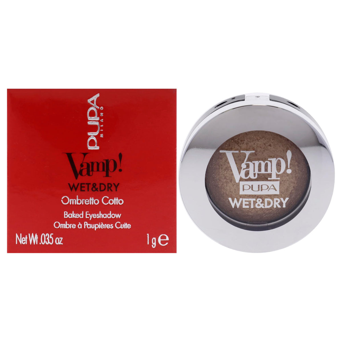 Pupa Milano Vamp! Baked Eyeshadow 101 Precious Gold - Highly Pigmented Shimmer 0.04 Oz