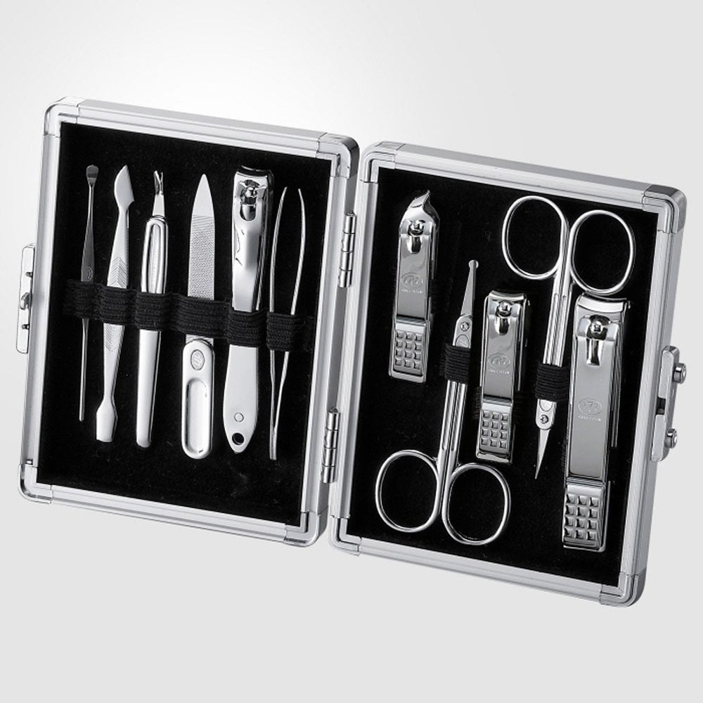 Three Seven (777) Travel Manicure Kit - 11 Pc Nail Clipper Set, Silver, Made In Korea