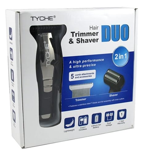 Tyche 2-In-1 Hair Trimmer And Shaver Duo - Black Plastic Grooming Tool