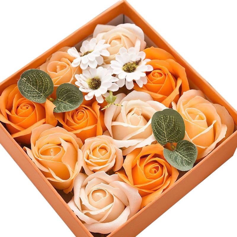 Ideal Swan Rose Bath Soap - Floral Scented Petals In Flower Box, Orange Essential Oil Gift Set