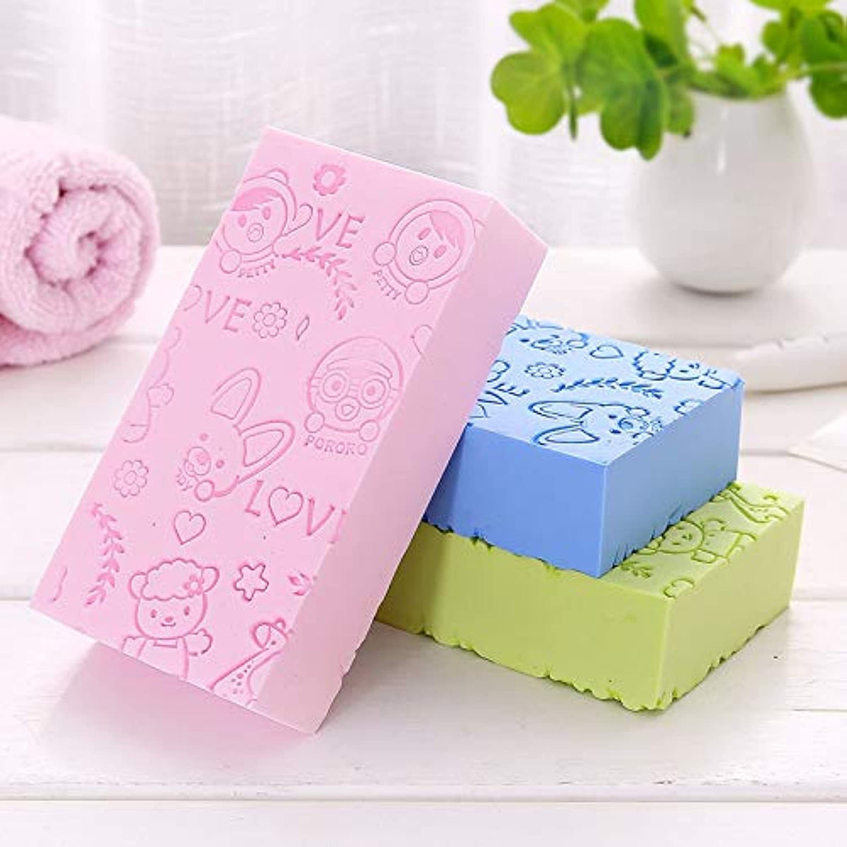 Pinklife 3Pcs Ultra Soft Exfoliating Sponge Set - Bath Sponge For Kids & Adults, Pva Skin Remover