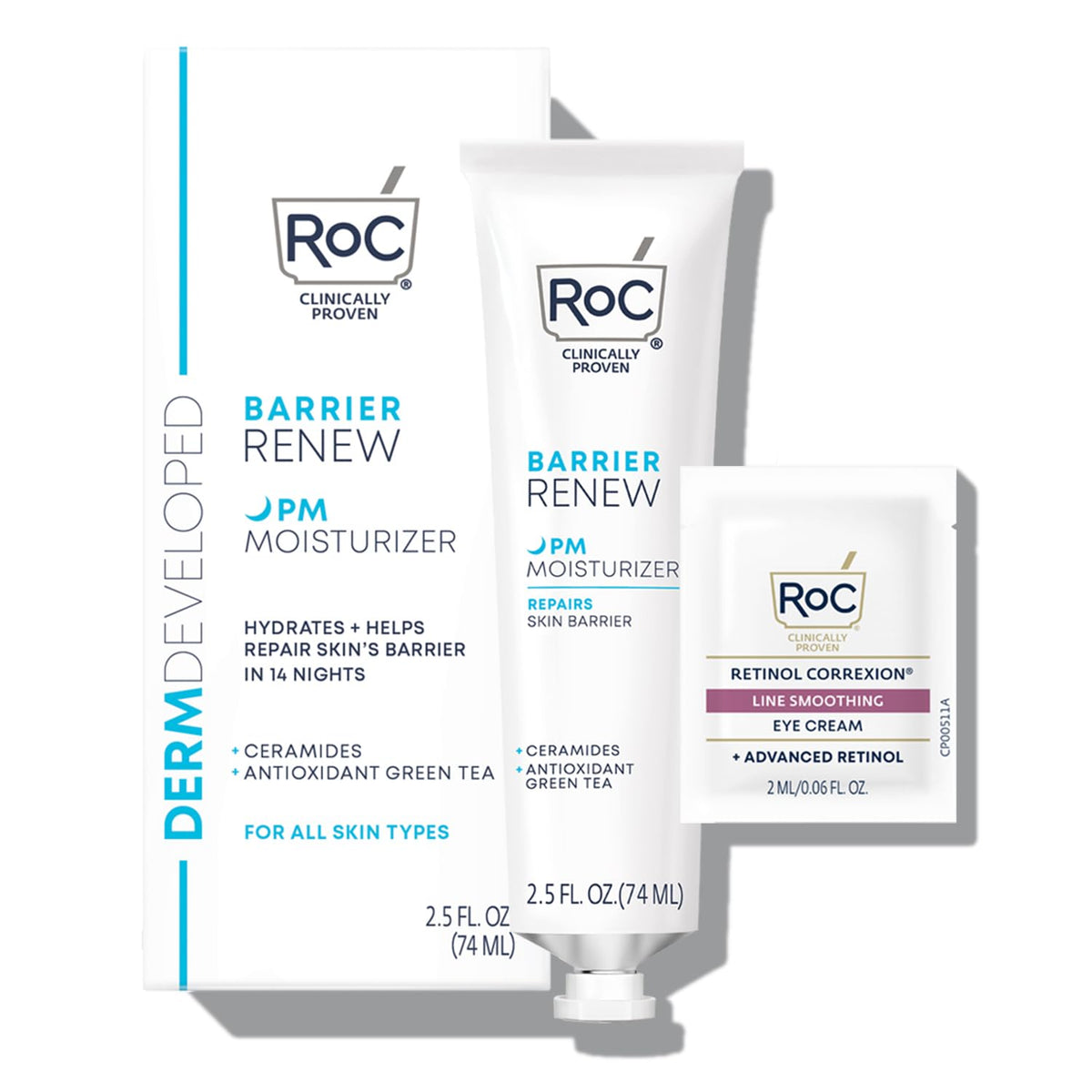 Roc Barrier Renew Night Moisturizer With Ceramides & Antioxidants, 2.5 Oz