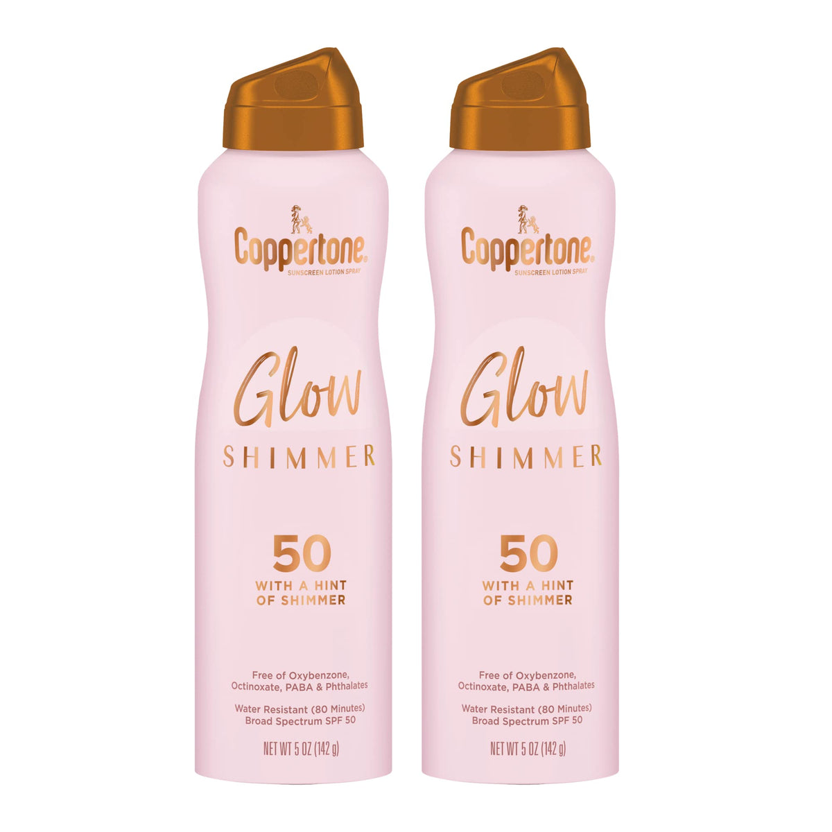 Coppertone Glow Sunscreen Spray Spf 50, Water Resistant, 5 Oz, Pack Of 2, Broad Spectrum