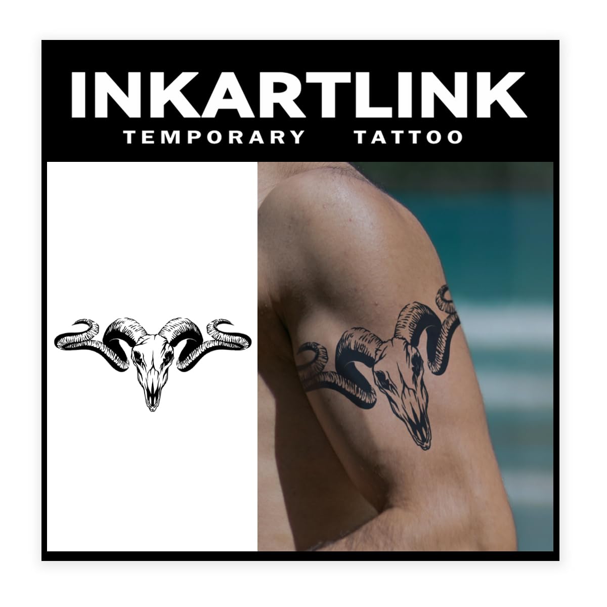 Inkartlink Large Dark Series Semi-Permanent Tattoo - Evil Sheep Design, Waterproof, Realistic Look