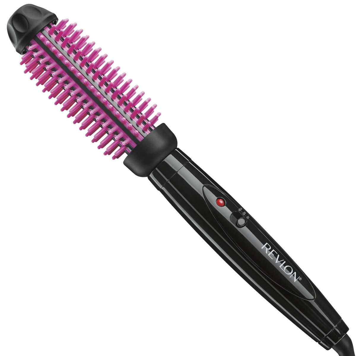 Revlon Silicone Bristle Heated Hair Styling Brush - 1&quot; Barrel For Volume & Smooth Styles, Black/Pink