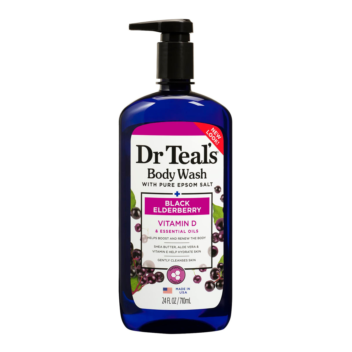 Dr Teal'S Body Wash With Epsom Salt & Black Elderberry, 24 Fl Oz - Vitamin D & Essential Oils