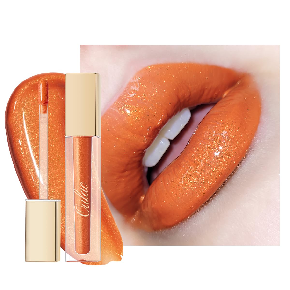 Oulac Shine Orange Liquid Lipstick - Hydrating Lip Plumper With Vitamin E & Rose Oil, S06