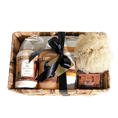 Camille Beckman Essentials Gift Basket - Tuscan Honey Hand Therapy, Body Cream & Cleansing Gel