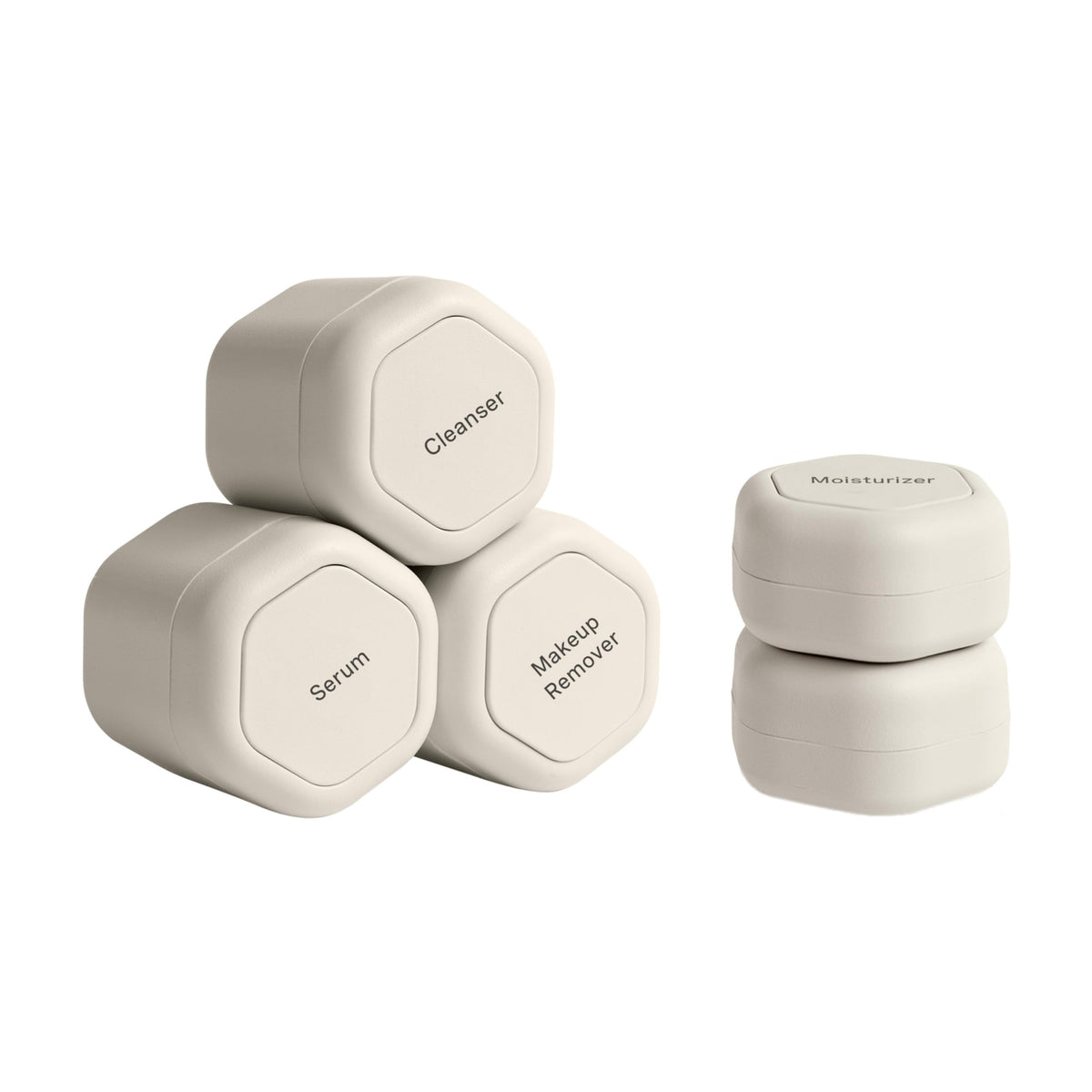 Cadence Travel Containers - Core Skincare Set With Cleanser, Moisturizer & Serum - Sand