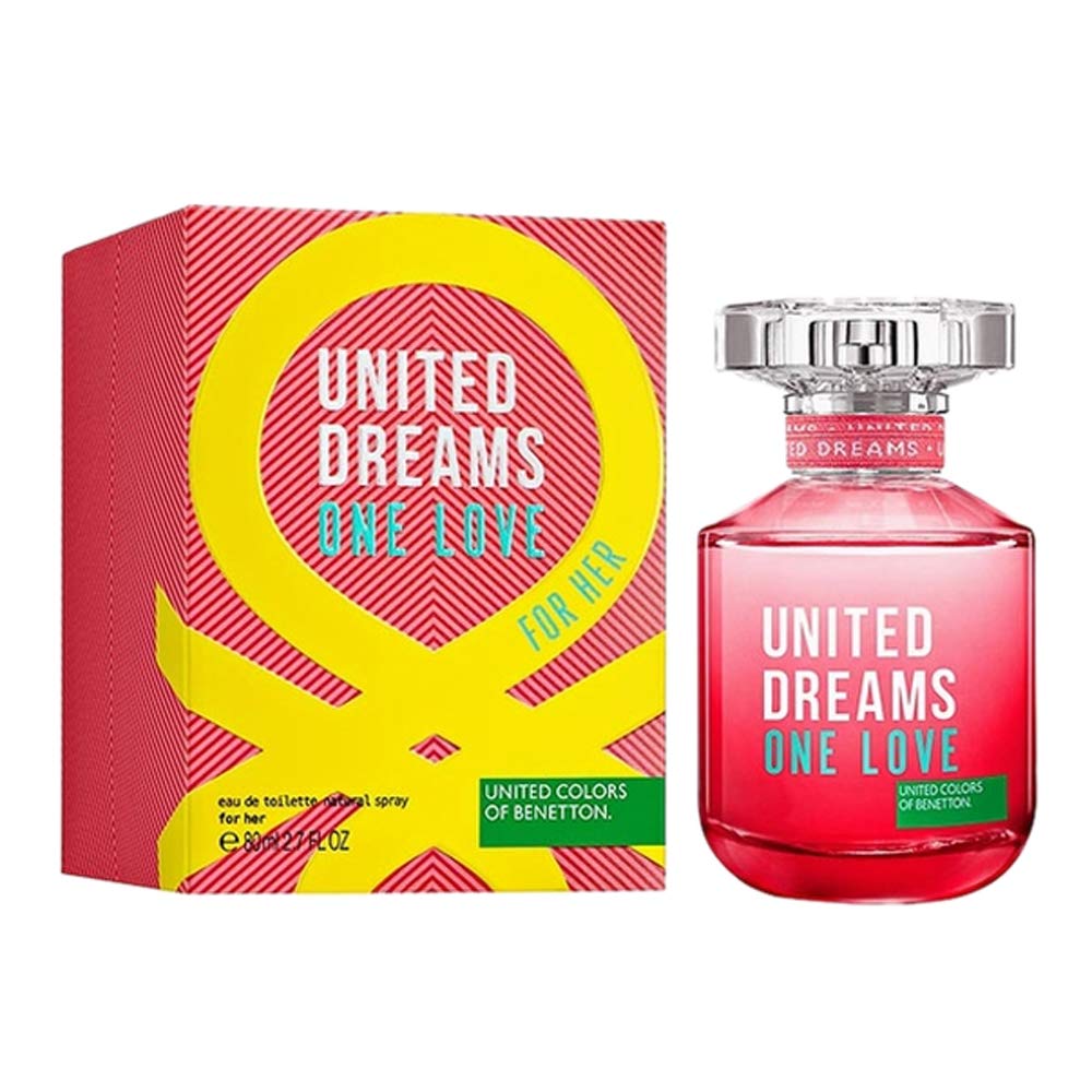 Benetton United Dreams One Love EDT Spray 2.7 Oz - Fresh Floral Fragrance for Him & Her, 2018 Edition