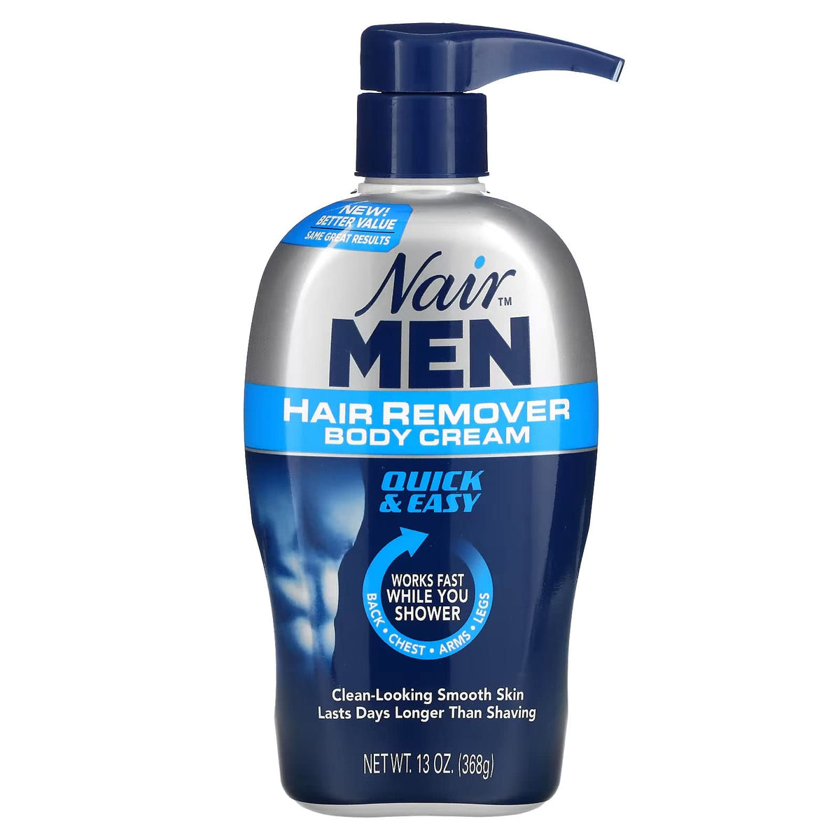 Nair Hair Remover Cream For Men, 368Ml Pump - Effective Body Hair Removal Solution