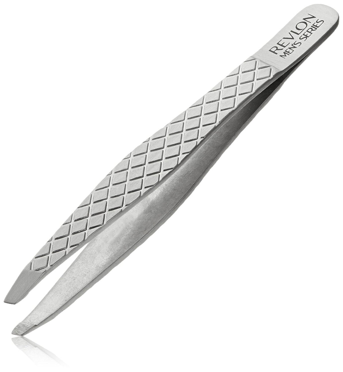 Revlon Men'S Precision Stainless Steel Eyebrow Tweezers - 60% Larger Grip, Gray, 1 Count