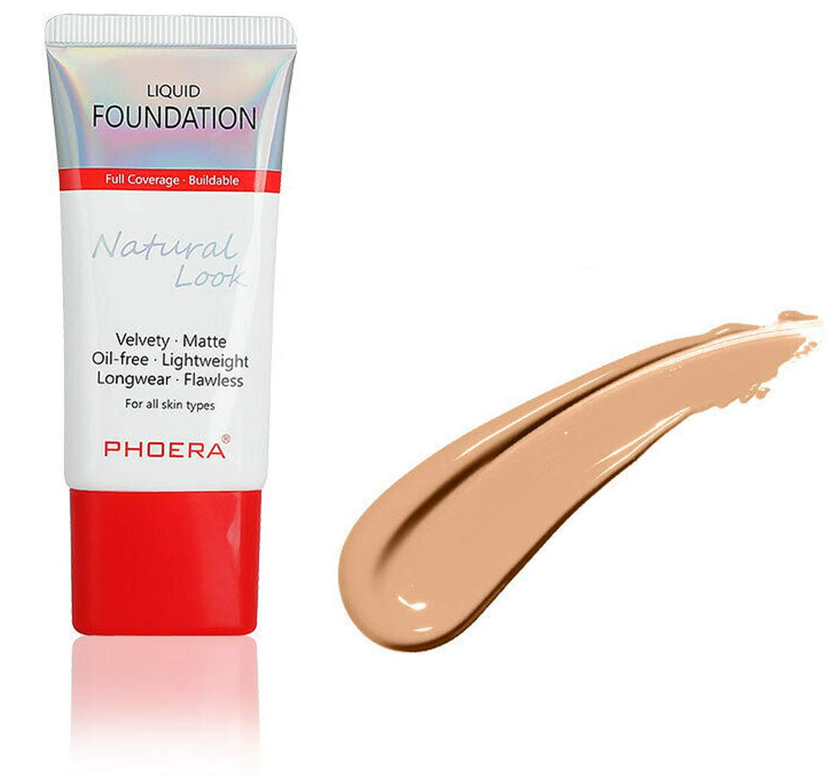 Phoera Full Coverage Foundation, Waterproof & Oil-Free, Velvet Matte, 1.06 Fl Oz, 104 Buff Beige