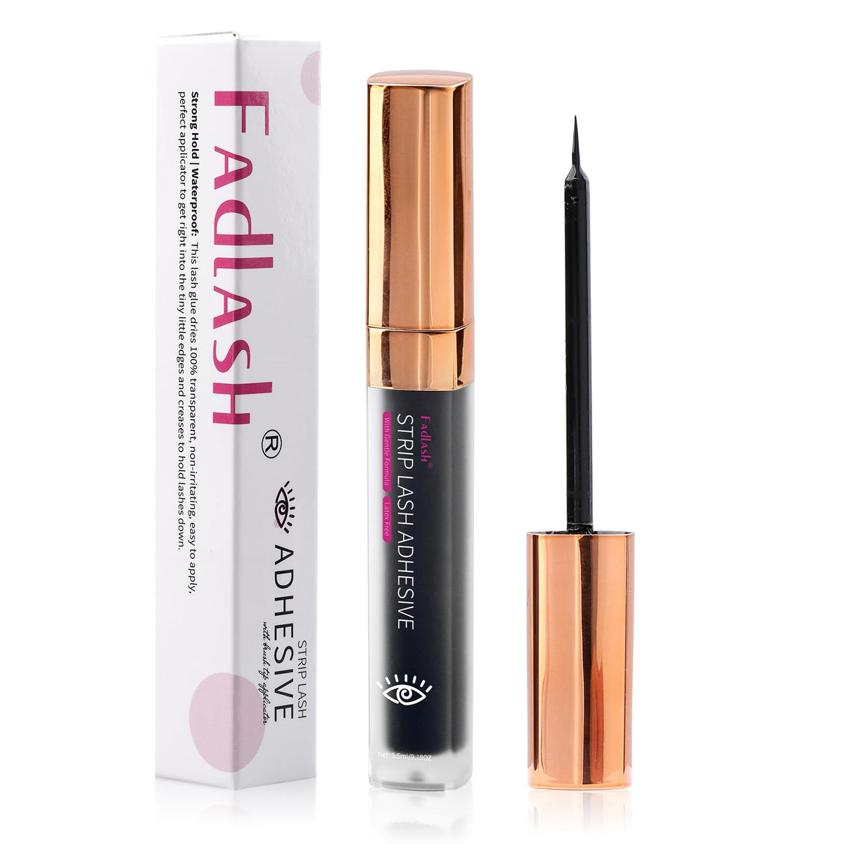 Fadlash Super Strong Hold Black Eyelash Glue - Waterproof, Long Lasting, Sensitive Eyes, 5Ml