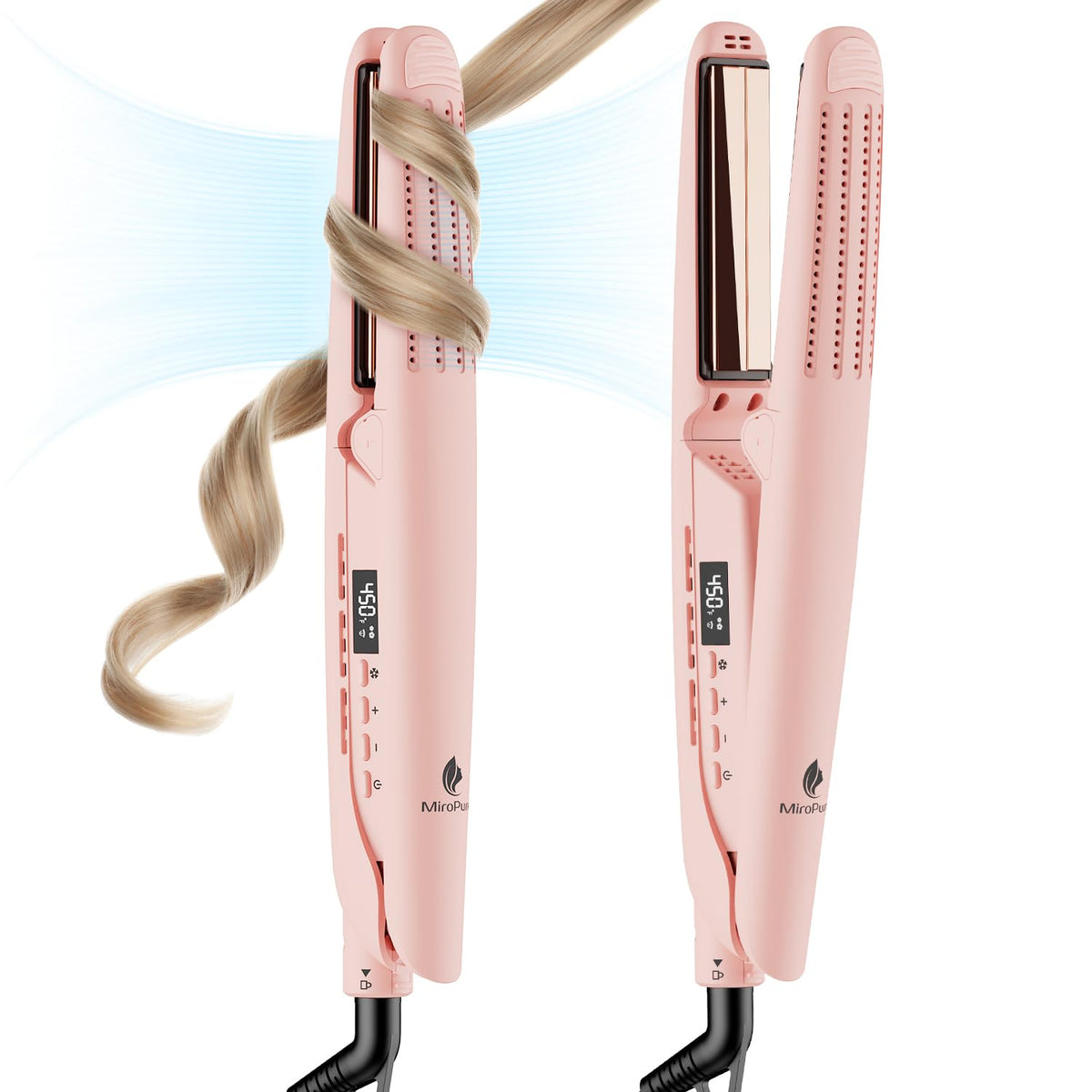 MiroPure 360? Airflow Styler, 2-in-1 Curling Iron & Flat Iron, Light Pink, 13