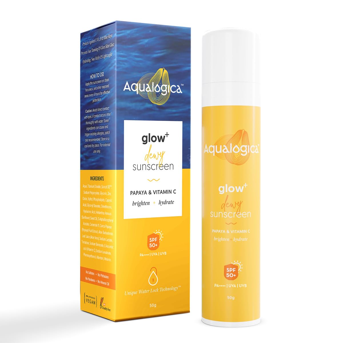 Aqualogica Glow+ Dewy Face Sunscreen Spf 50+ | Blue Light Protection, No White Cast, 1.76