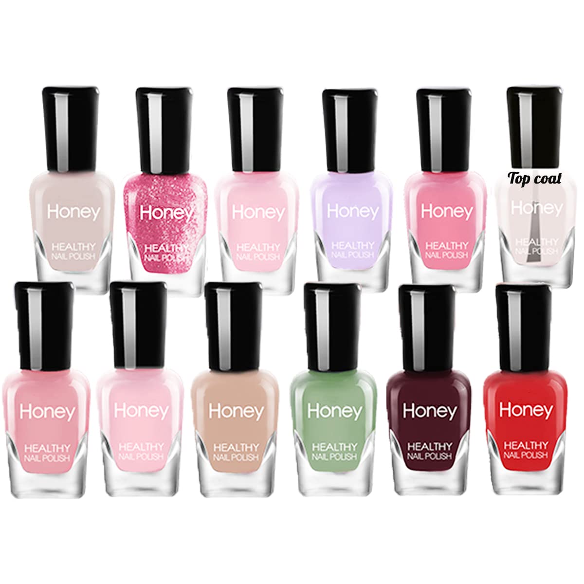 Tophany Non-Toxic Water-Based Nail Polish Set, Easy Peel Off, Fast Dry - 12 Bottles