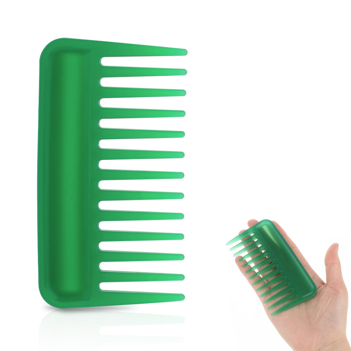 Mozeat Lens Mini Shower Comb - 4&quot; Green Wide Tooth Detangling Comb For Travel & Curly Hair