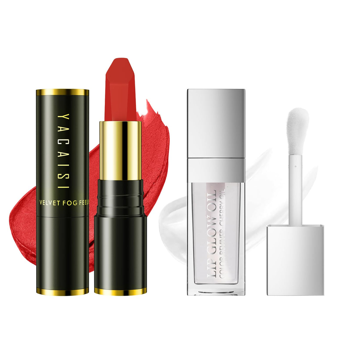 Yanqina 2-In-1 Silky Velvet Lipstick Set - Waterproof Matte & Moisturizing Lip Oil, Rouge