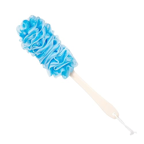 Arswin Blue Lufa Back Scrubber - Anti-Slip Long Handle Bath Sponge For Shower & Body Cleaning