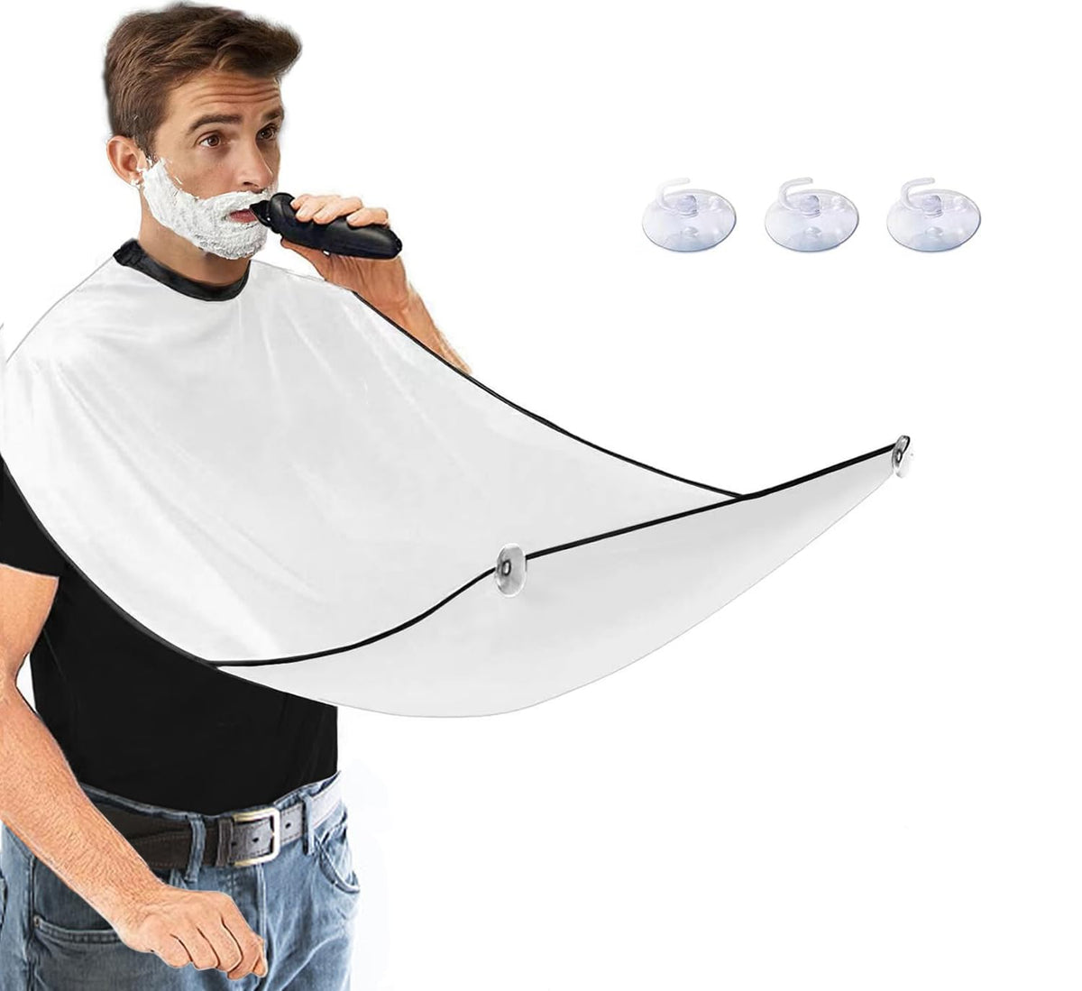 Weilaidi Beard Bib Apron - Waterproof Non-Stick Cape For Trimming & Shaving, White